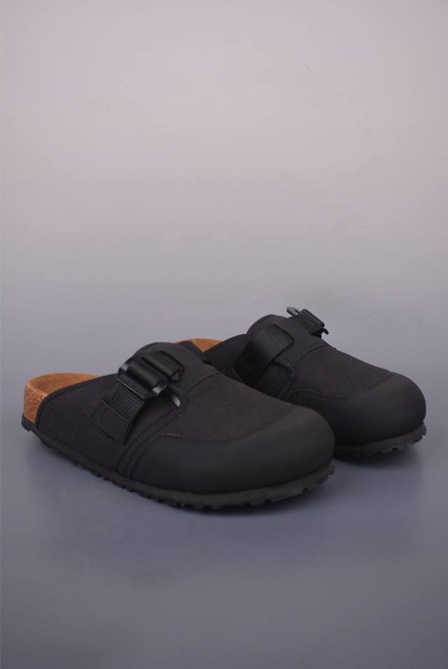 Upturned toe version of Birkenstock's half-slip series, a well-known German cent