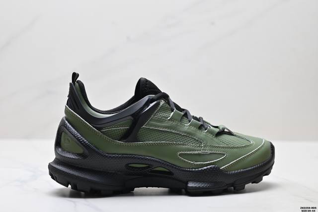 Company-level Ecco Biom C-Trail series cowhide round toe thick-soled lace-up lo
