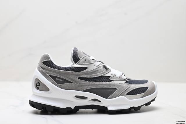 Company-level Ecco Biom C-Trail series cowhide round toe thick-soled lace-up lo