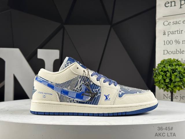 Customized version of Air Jordan 1 Low Aj1 Joe 1 "LV Louis Vuitton co-branded --
