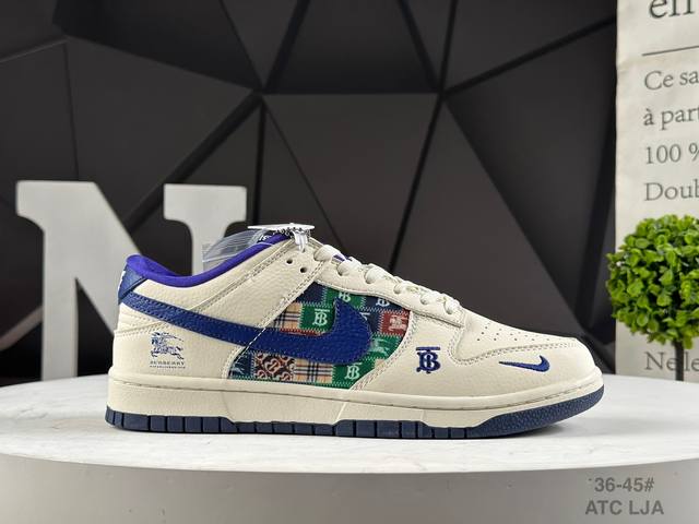 Company-level Nike Sb Dunk Low "Burberry Joint-White and Blue Retro Splicing" H