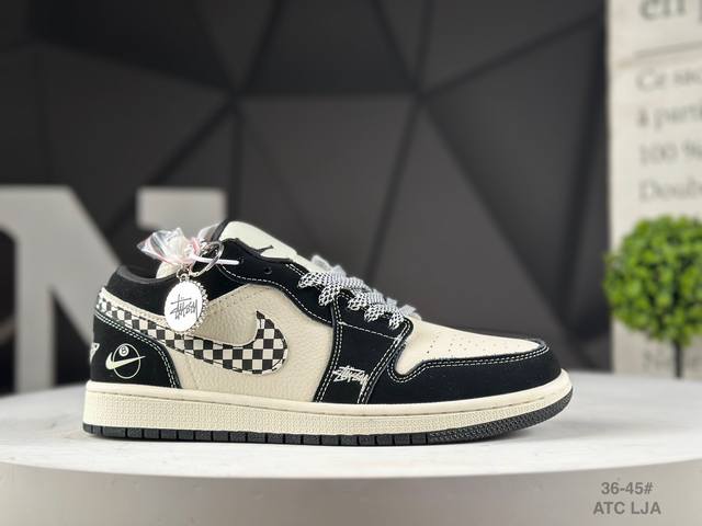 Company-grade Air Jordan 1 Aj1 Joe 1 Stussy co-branded low-top cultural basketb