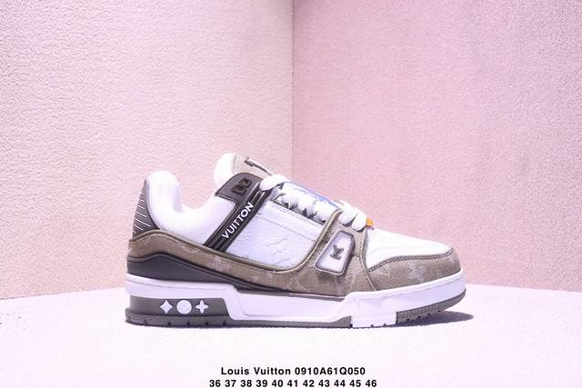 Louis Vuitton men's and women's shoes, made with a lychee-grained fiber leather