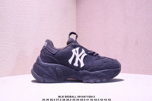 Company-level Mlb Bigball Chunky Vintage Cursive Trendy All-match Thick-soled He