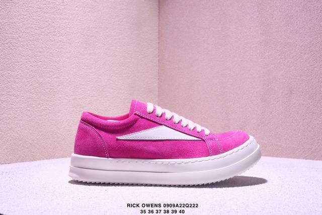 Rick Owens Ro Edfu Vintage retro low-top fashion sneakers for men and women pink