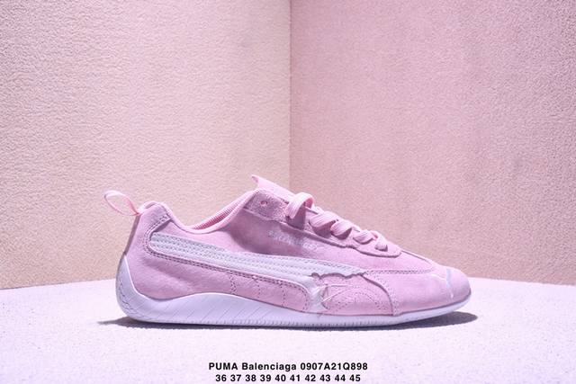 Genuine Puma x Balenciaga Speedcat series thin-soled shoes, cowhide suede round