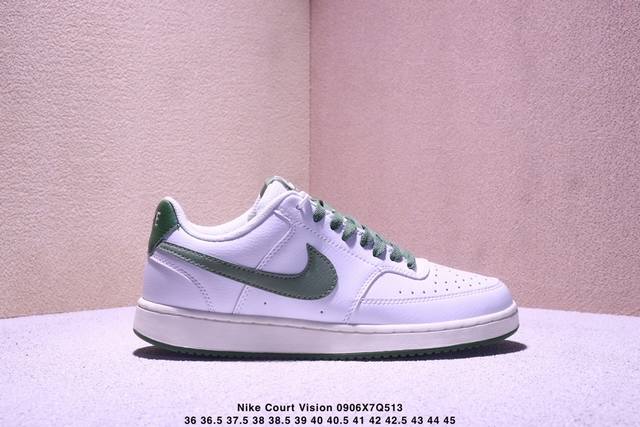 The Nike Court Vision 1 Low, a low-top white, blue, and yellow shoe, features a