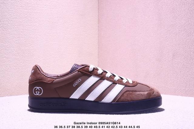 High-end customized Ad Gazelle Indoor Trainers Gucci collaboration --- brown, bl