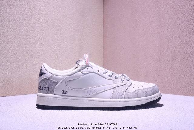 High-end custom Travis Scott x Jordan 1 Low "Gucci co-branded pattern beige gray