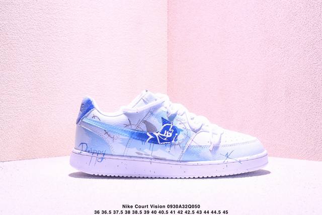 Corporate-level Nike Court Vision 1 Low "Phantom Cross" Hand-painted Graffiti C