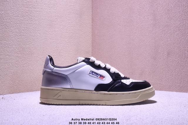 Autry Medalist Suede And Leather Low, a renowned American athletic shoe brand, f