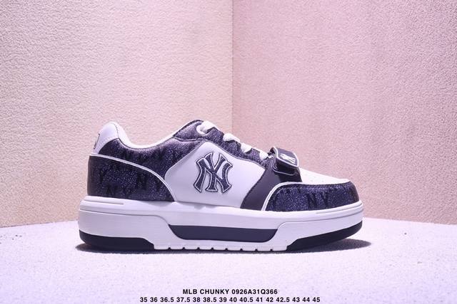 Company-level Mlb Chunky Liner Denim trendy all-match thick-soled height-enhanci