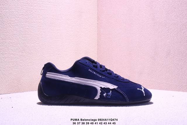 PUMA X Balenciaga Speedcat series thin-soled shoes with rounded toes and distres