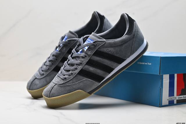 Company-level Adidas Originals Gallagher Adidas fabric suede leather sports com