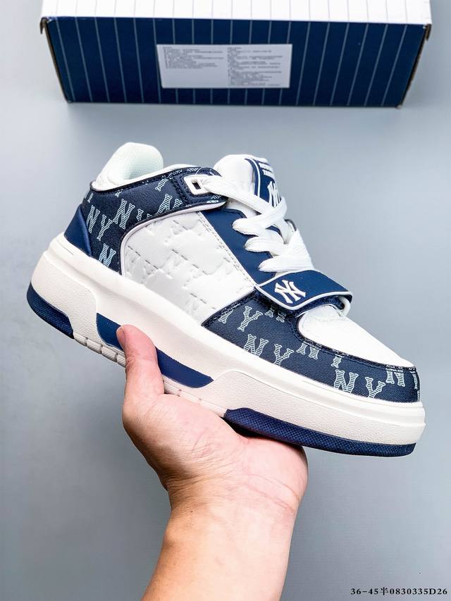 Company level! Mlb Chunky Liner thick-soled casual running shoes Ny printed cowh
