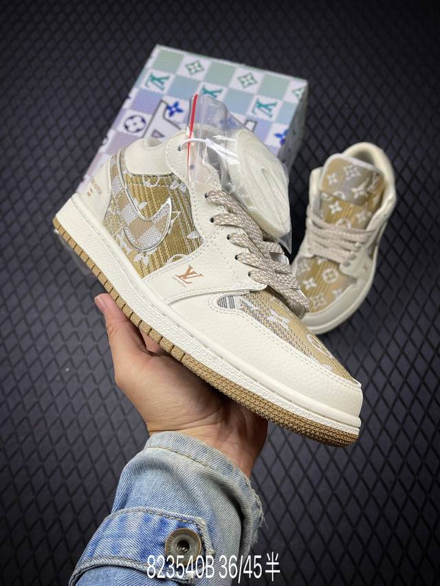 B Nike Air Jordan 1 Low custom color Lv joint Custom Aj joint - high-end custom