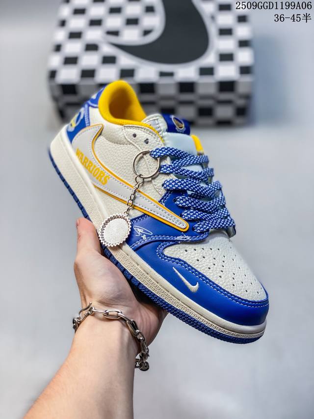 Jordan Air Jordan 1 Low Aj1 inverted hook Warriors joint Joe 1 low-top retro cul