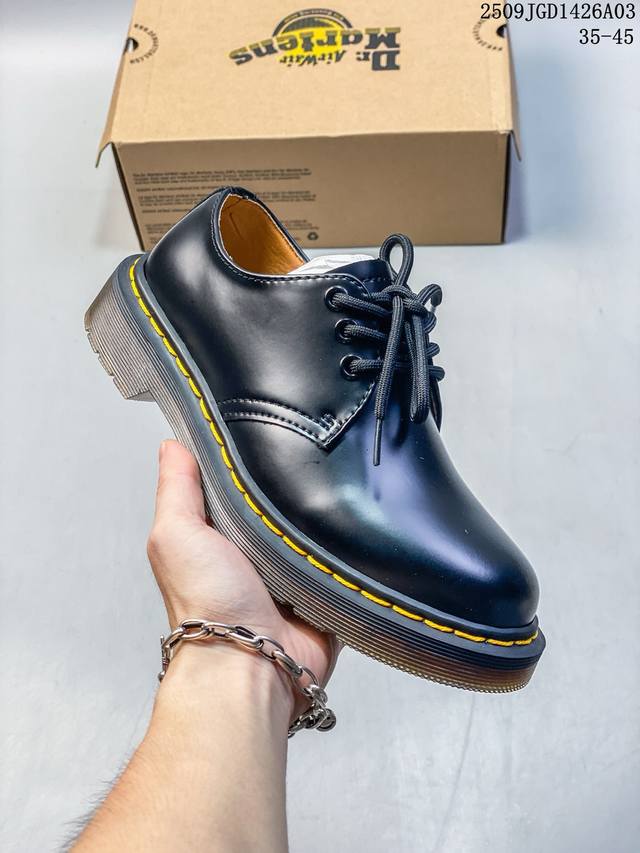 Company-level Dr.Martens 1461 Smooth Leather Platform Series Low-Top British Kn