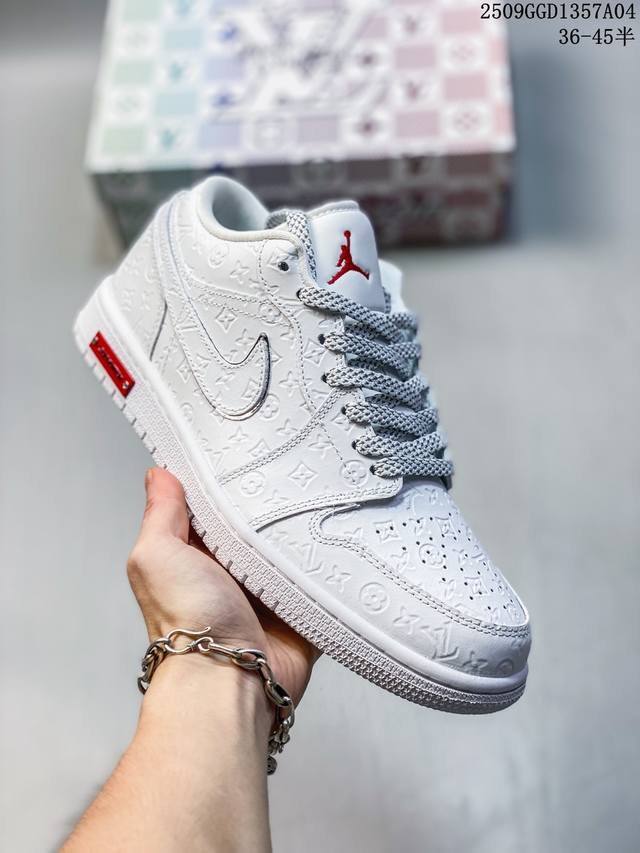 Jordan Air Jordan 1 Low Aj1 All White Lv Joint Joe 1 Low Top Retro Culture Leisu