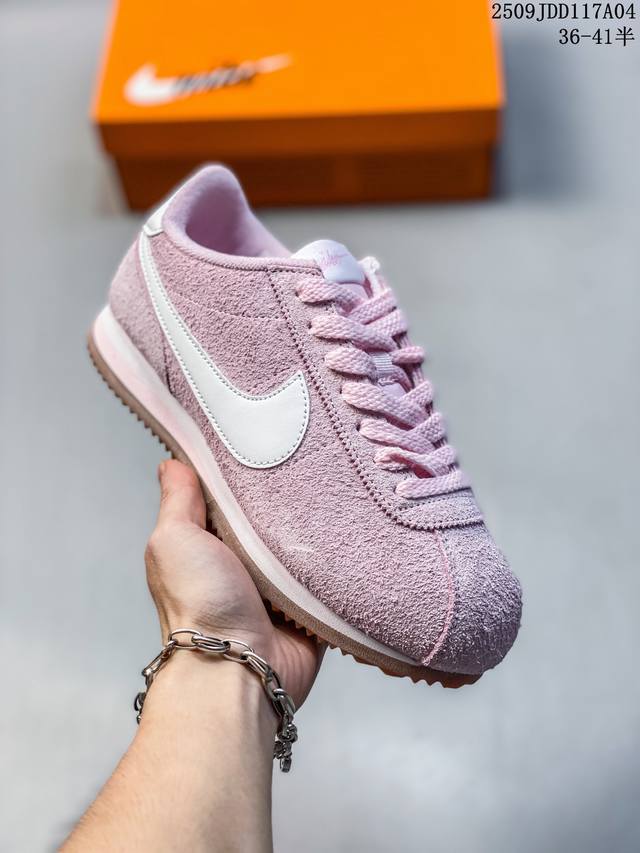 Nike Classic Cortez Nylon Pink and White Forrest Gump Classic Casual Sports Sho