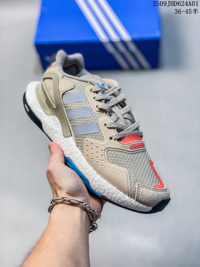 Adidas Day Jogger Men's Low-Top Fabric Breathable Boost Shock Absorbing Running