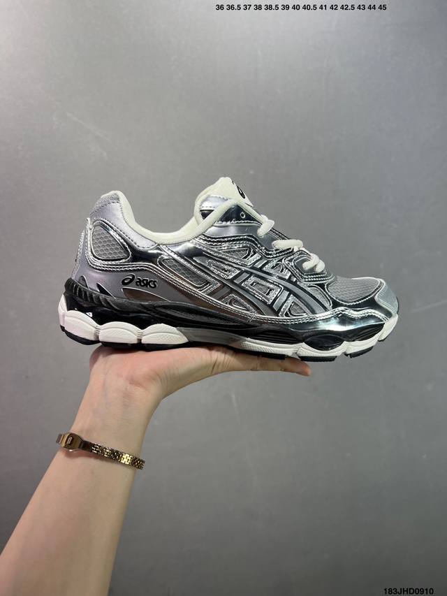 Company-level Asics Gel-Nyc breathable mesh upper with some synthetic leather ma