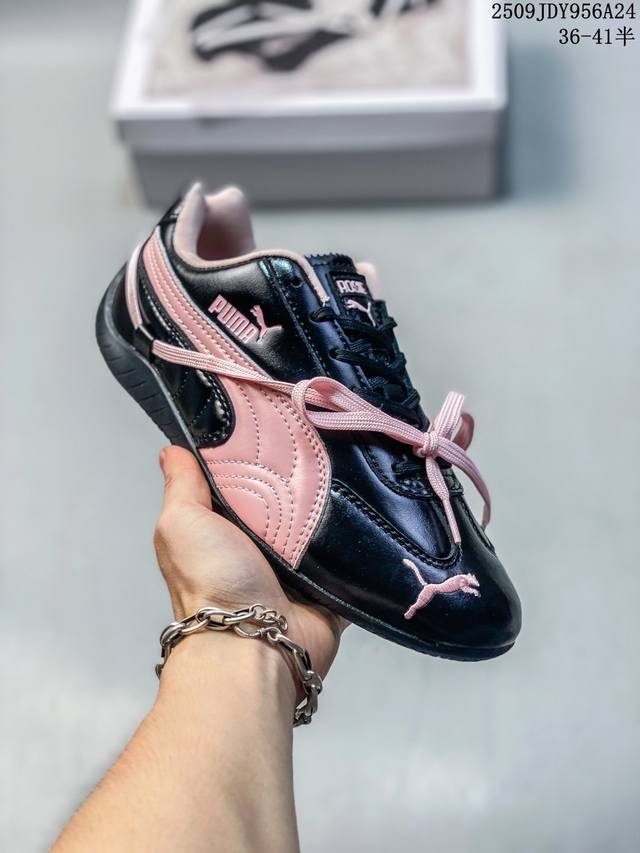 Genuine label with half size Puma Speedcat black and white Rose same style thin