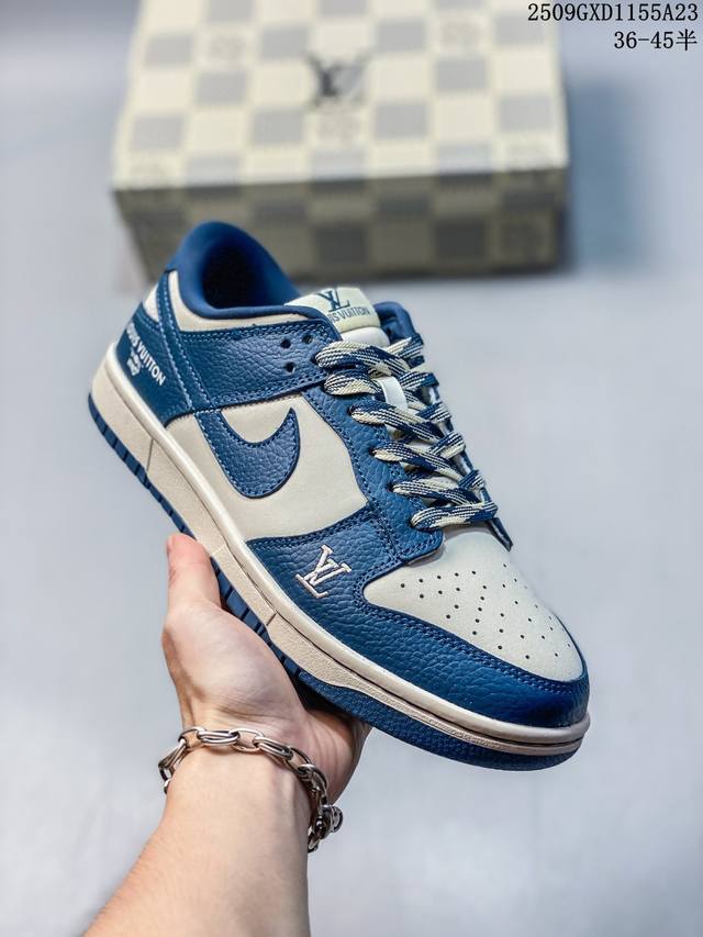 Nike Sb Dunk Low "Lv Joint Milk Gray Dark Blue" High-end customized low-top casu