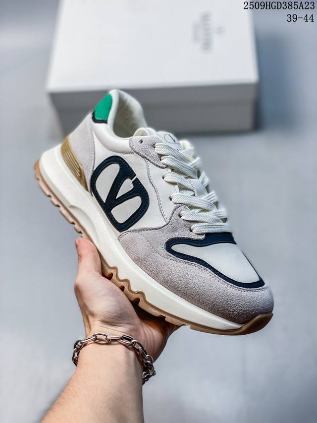 Valentino men's comfortable lace-up running shoes, low-top lifestyle sports casu