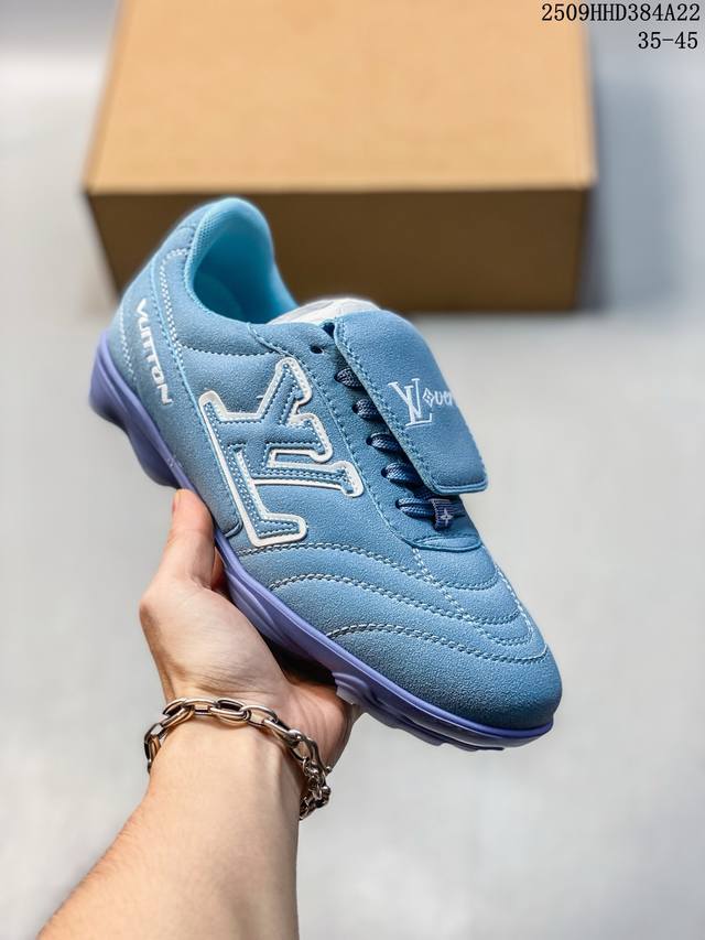 Louis Vuitton Lv men's shoes 2025 spring and summer solid color calfskin footba