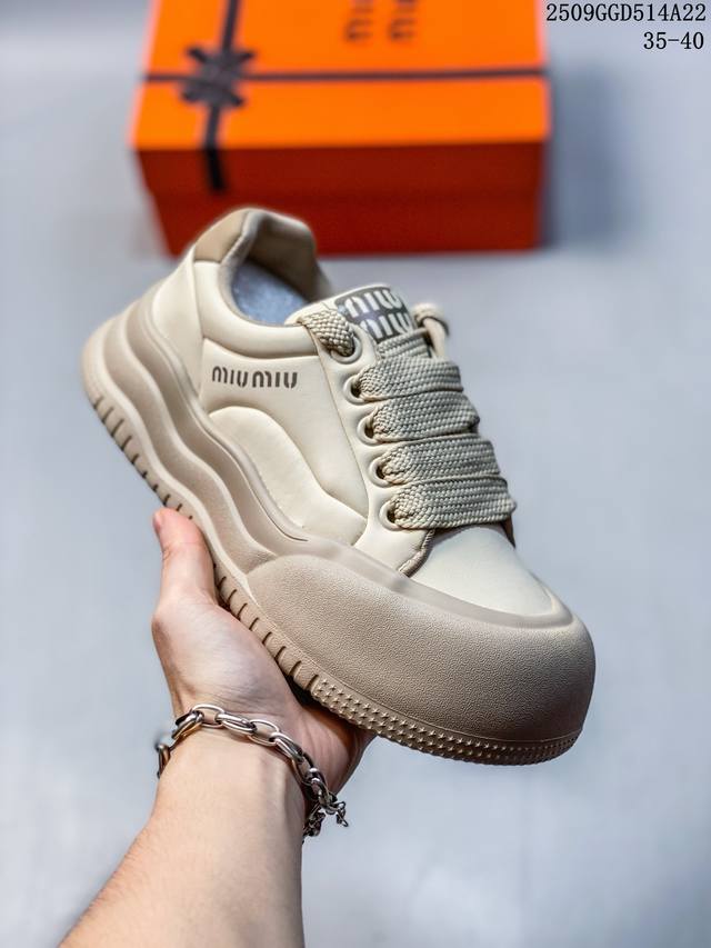 2025Ss Fall New Miumiu Miu Miu Mesh Sneakers, Retro Sneakers, Lace-Up Casual Thi