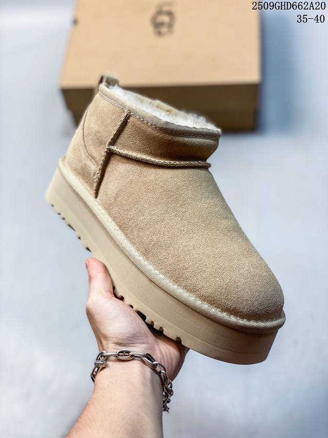 Ugg 1116109 Classic Ultra Mini Winter Fur Warm Snow Boots Fur Ankle Boots Size: