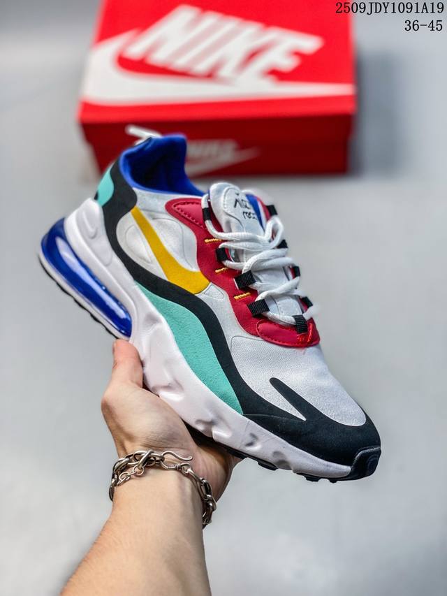 Nike Air Max 270 React Men's and Women's Air Cushioned Running Shoes Cu9333- Si