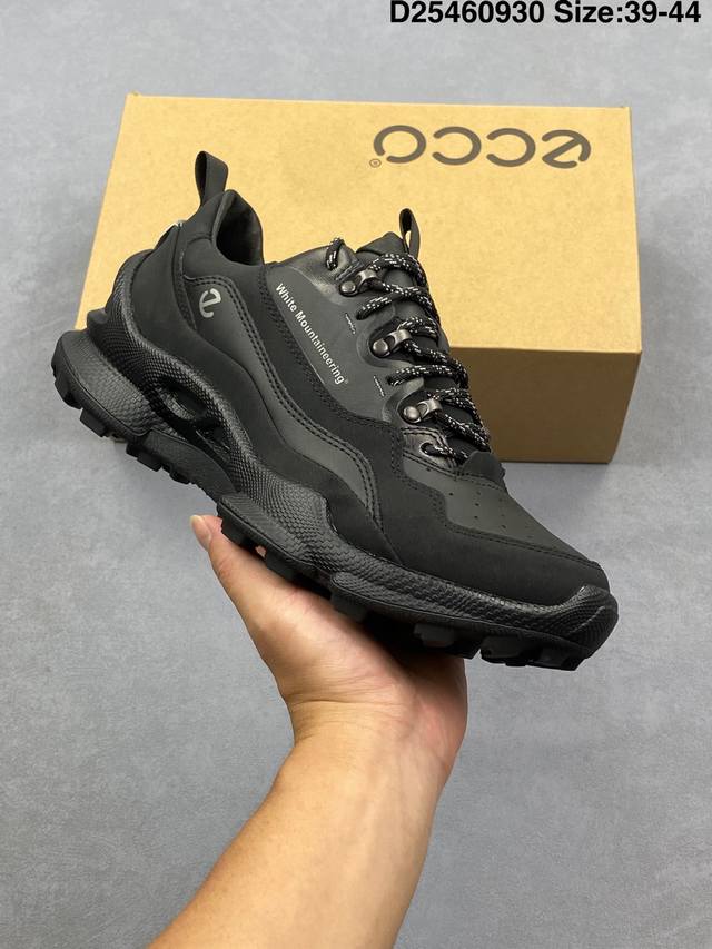 Company-level Ecco Biom C-Trail series cowhide round toe thick-soled lace-up low