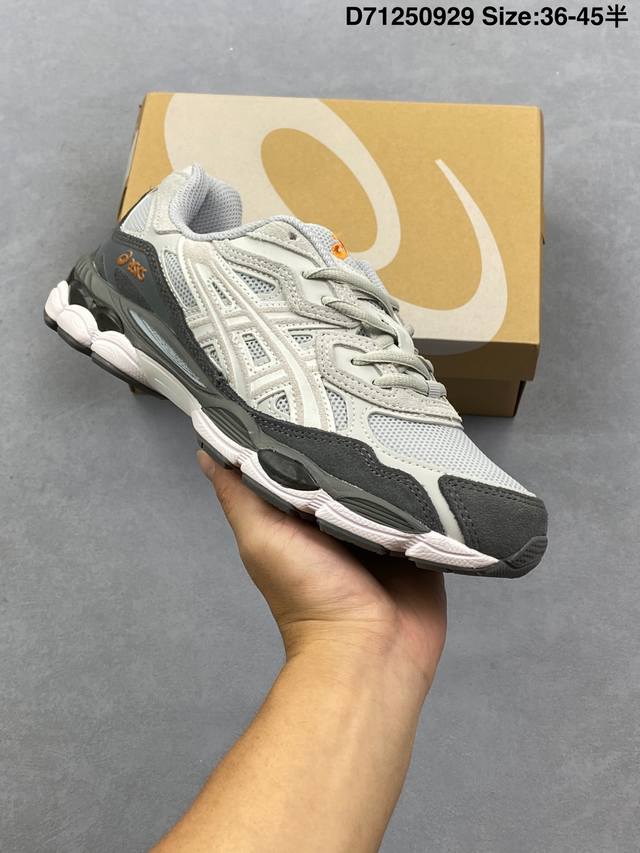 Asics men's and women's shoes are available in half sizes with genuine labels. D