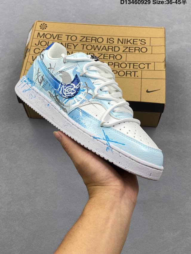 Corporate-grade Nike Court Vision 1 Low "Phantom Cross" hand-painted graffiti c