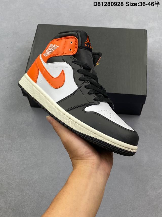 Company-level Air Jordan Aj1 Mid mid-top black and orange buckle Dq8426-801 Ter