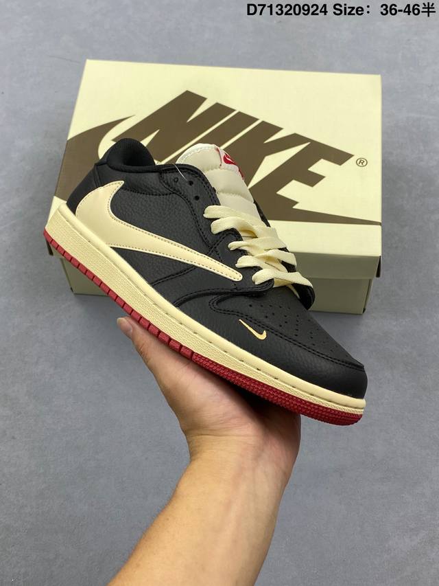 Nigel Sylvester x Air Jordan 1 Low Og "Nitro" Low-Top, White, Black, and Red, Aj