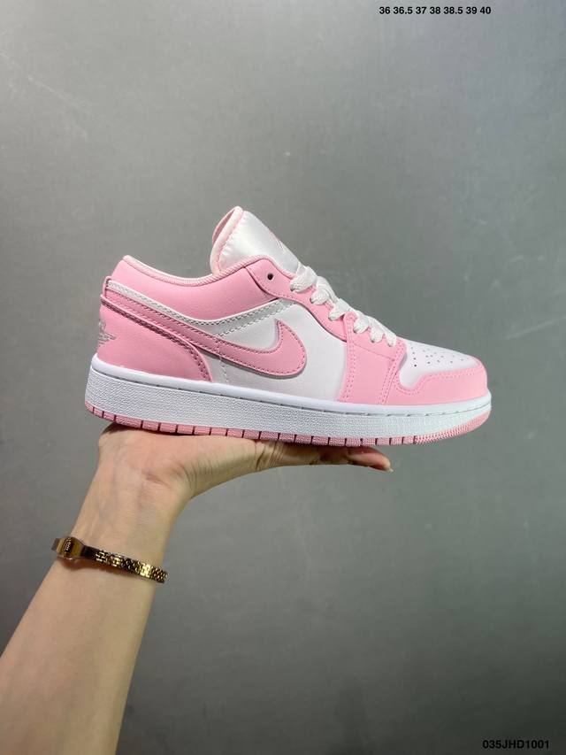 Corporate-grade Air Jordan 1 Low White and Pink Aj1 Joe 1 low-top casual sneake