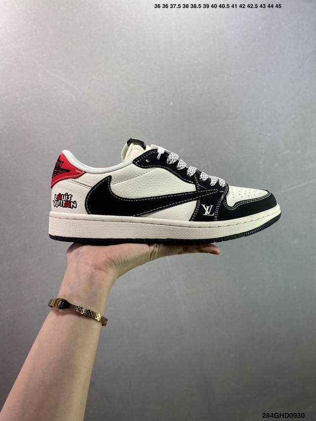 Company-level Air Jordan 1 Low Og "High-end Customization" Stussimi white and bl