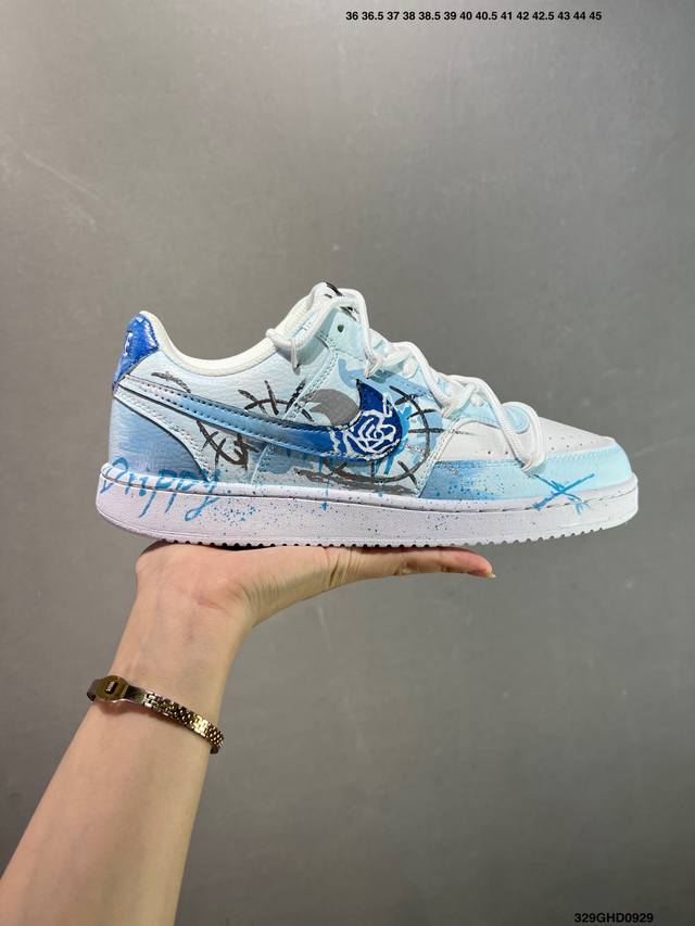 Corporate-grade Nike Court Vision 1 Low "Phantom Cross" hand-painted graffiti c