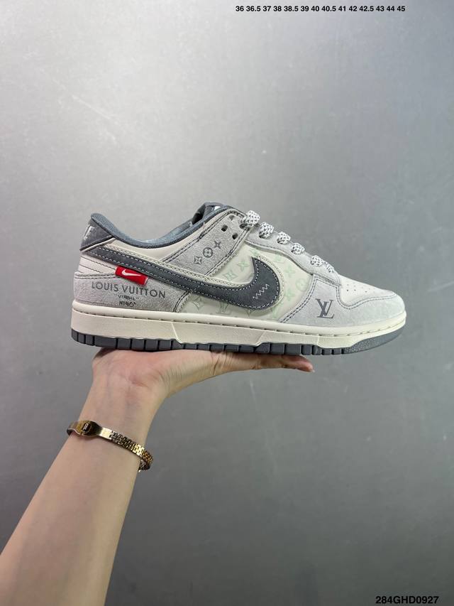 Corporate-grade Louis Vuitton x Nike Dunk Low Graffiti Double-Patch This style