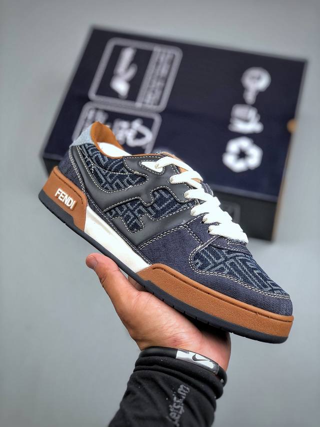 Original high-end quality Fendi Match round-toe thick-soled low-top sneakers fr