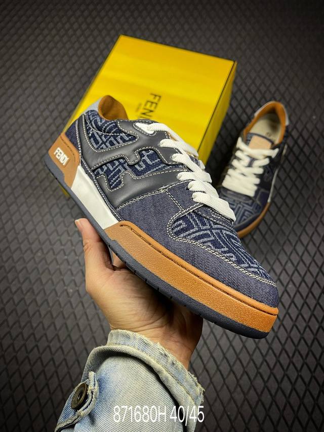 H Guangdong original high-end quality Fendi Match round-toe thick-soled low-top