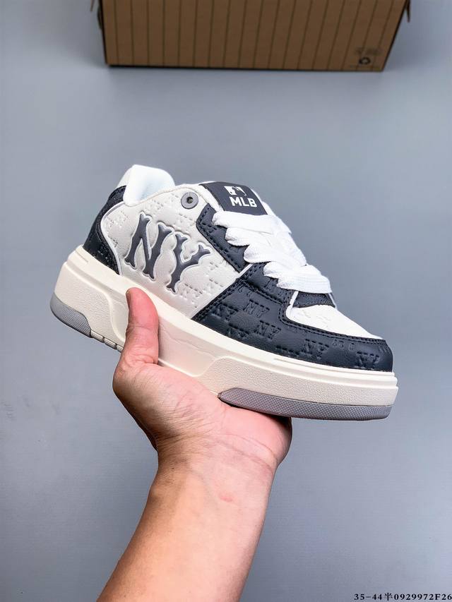 Company level! Mlb Chunky Liner thick-soled casual running shoes Ny printed cowh
