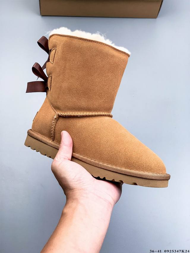 Ugg bow autumn and winter sheepskin snow boots are made entirely of Zp's same fa