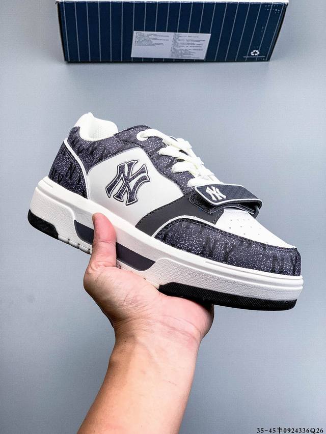 Company level! Mlb Chunky Liner thick-soled casual running shoes Ny printed cowh
