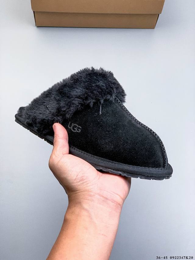 Ugg Scarfed Fur Slippers Warm Casual Wool Plush Closed Toe Slippers One Foot 092
