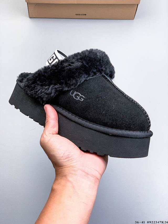 Fangket thick-soled closed-toe slippers Ugg autumn casual slippers elastic band