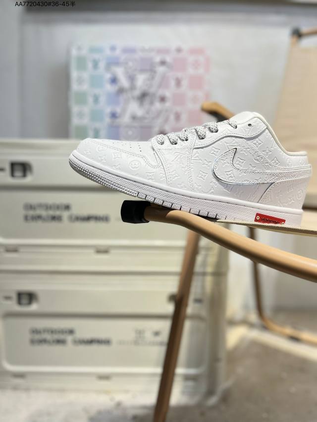Company-grade top-grain leather Lv X Jordan Air Jordan 1 Low Aj1 low-top series